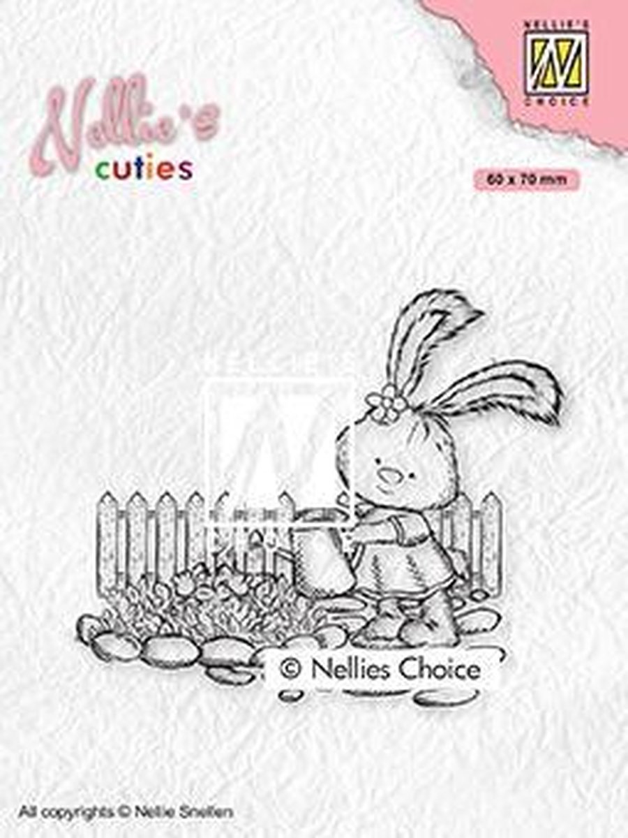 NCCS001 Stempel Nellie Snellen - Nellies Cuties - Clearstamp - konijntje met gieter - haasje tuinieren - kinderen